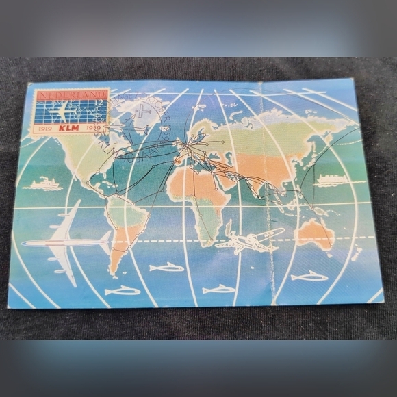KLM Other - KLM October 7th 1959 World Map Postcard 40 Year Anniversary Netherlands